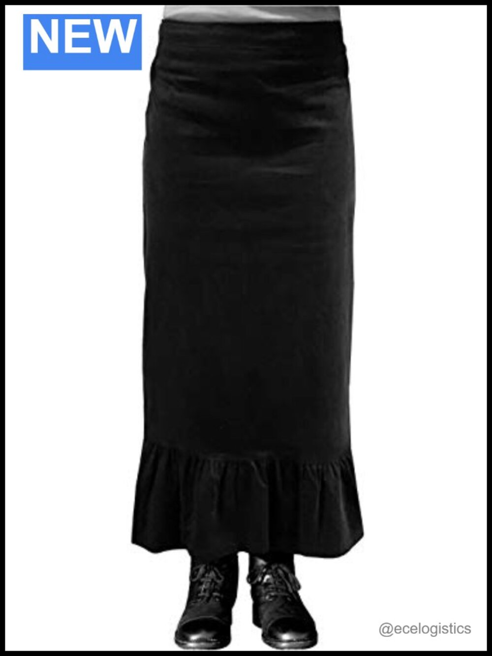 Corduroy Ruffled Bottom Prairie Skirt Ankle Length Made in USA